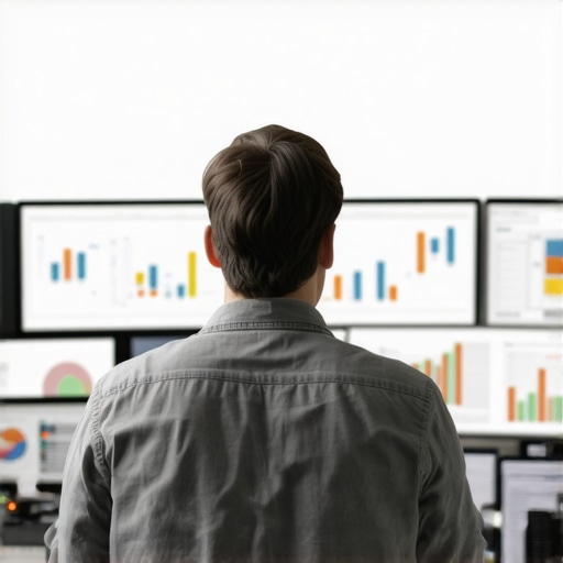 Expert Analyzing Local SEO Data Digital marketing expert reviewing local SEO performance metrics on screens.