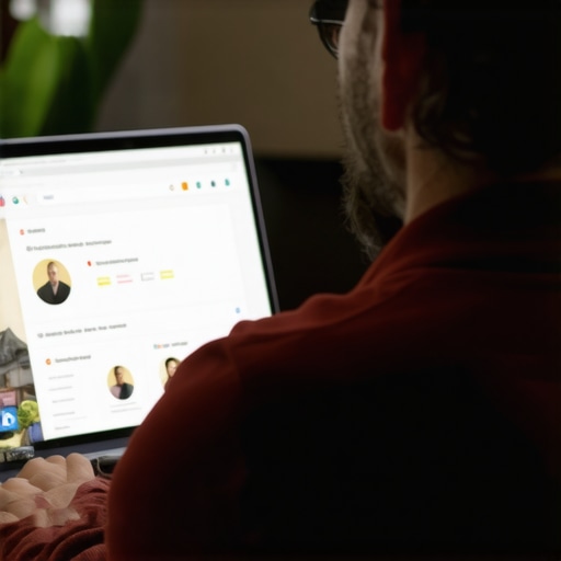 Business owner optimizing Google Business Profile on laptop.