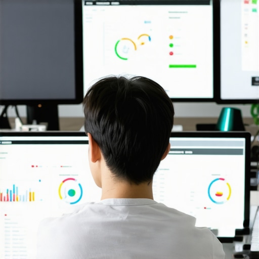 Person working on local SEO tools and data analysis for ongoing strategy maintenance.