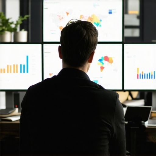 Digital marketer reviewing local SEO analytics on screens