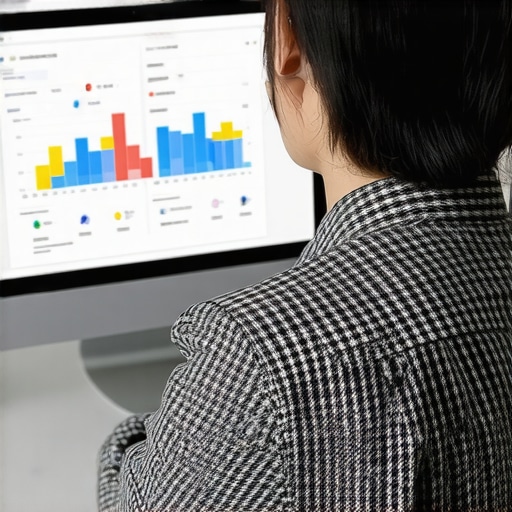 A person examining a computer screen displaying charts and graphs related to local SEO performance.