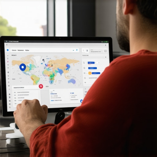 Digital marketer reviewing local SEO performance metrics on a laptop