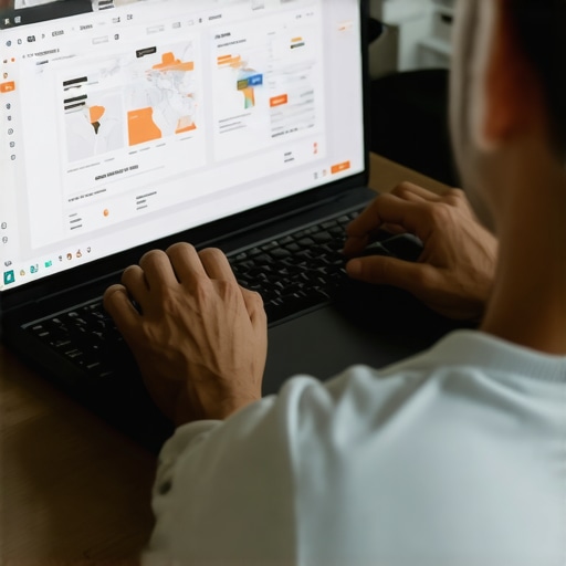 Digital marketer reviewing local SEO performance metrics on a laptop.