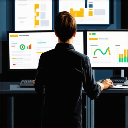 Person analyzing local business profile metrics on a digital dashboard.