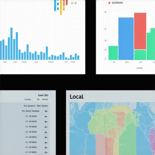 Screenshot of local SEO analytics dashboard with charts and maps