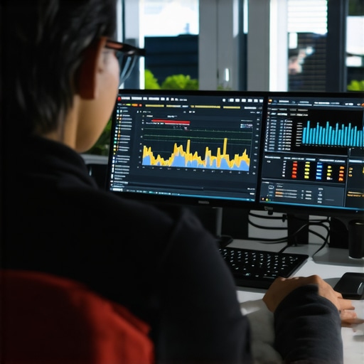 Person analyzing local SEO data on a laptop for GBP maintenance.