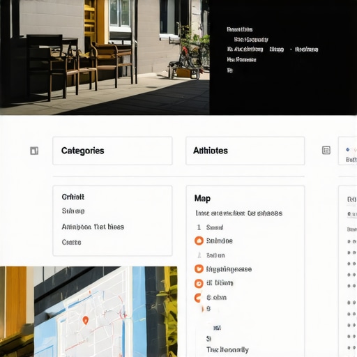 Optimized Local Business Profile Layout Diagram showing key components of an optimized local business profile including categories, descriptions, photos, and map markers.
