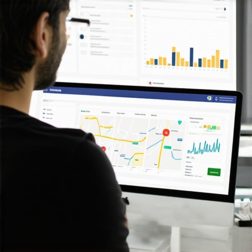 Business owner analyzing local listing data on a laptop