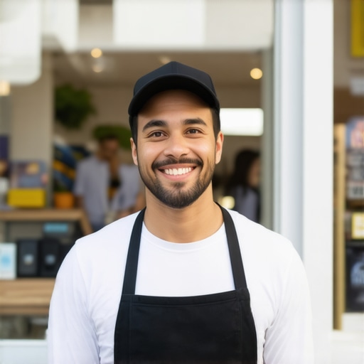 Business owner updating Google Business Profile with new photos and description