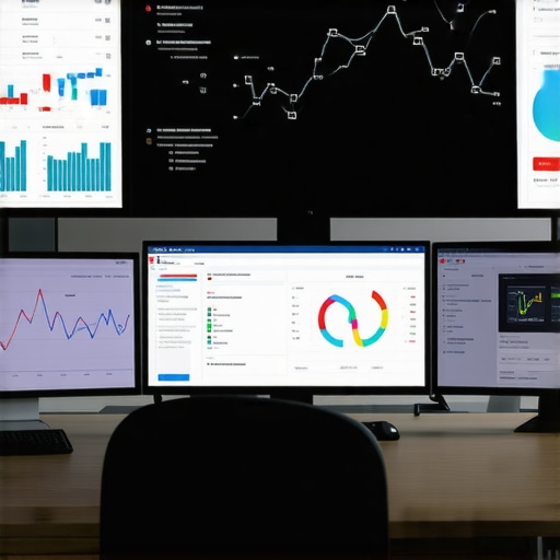 A workspace with monitors displaying local listing analytics, citation sources, and SEO performance data.