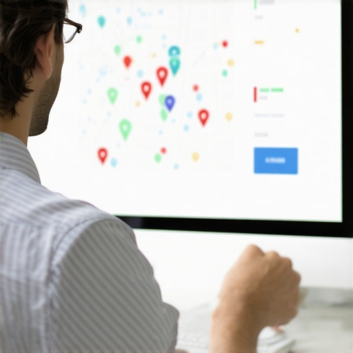 Person analyzing local business listing performance on a computer.